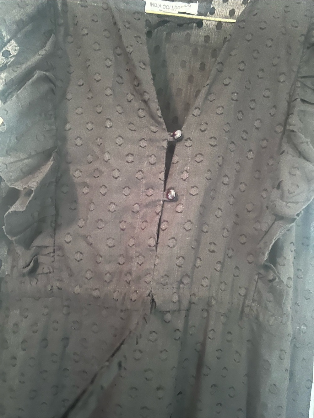 Emerson Fry India Collection Surya Swiss Dot Black Maxi Dress Size Small. - Picture 10 of 11